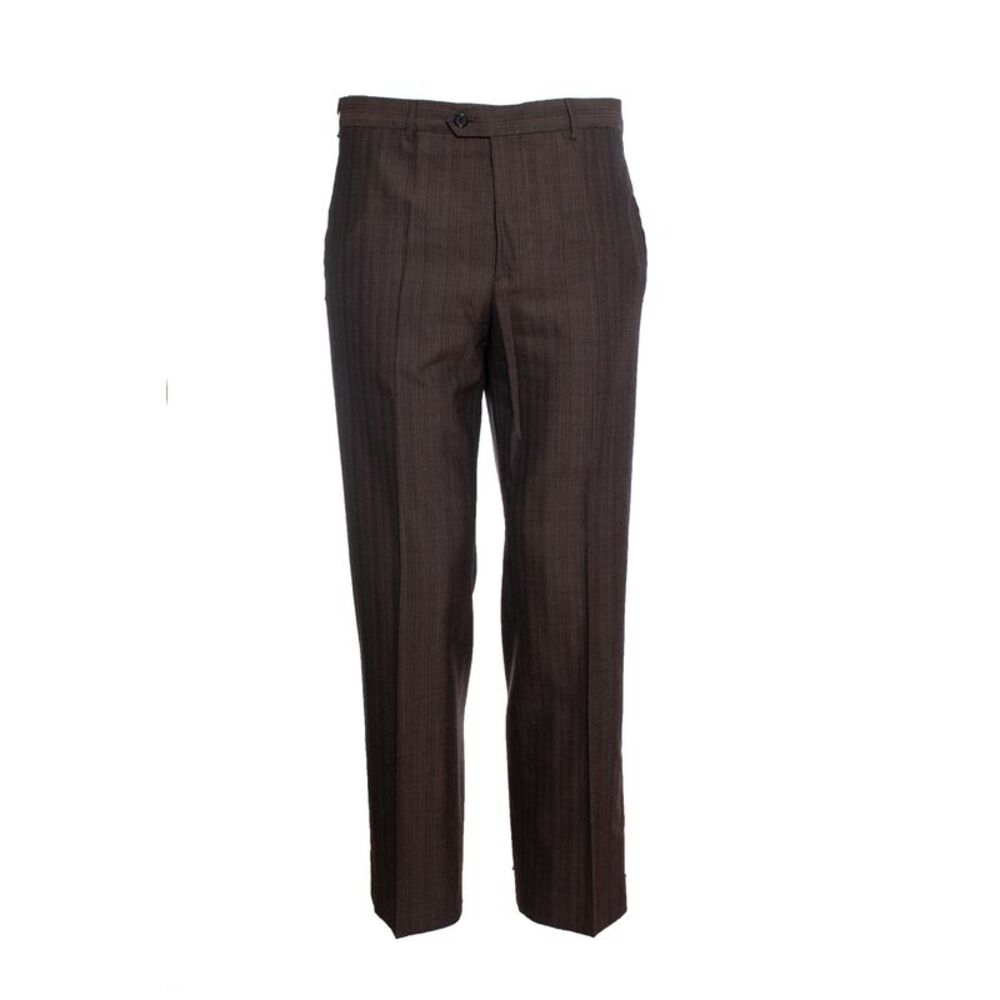 Prada Dark brown striped wool trousers.